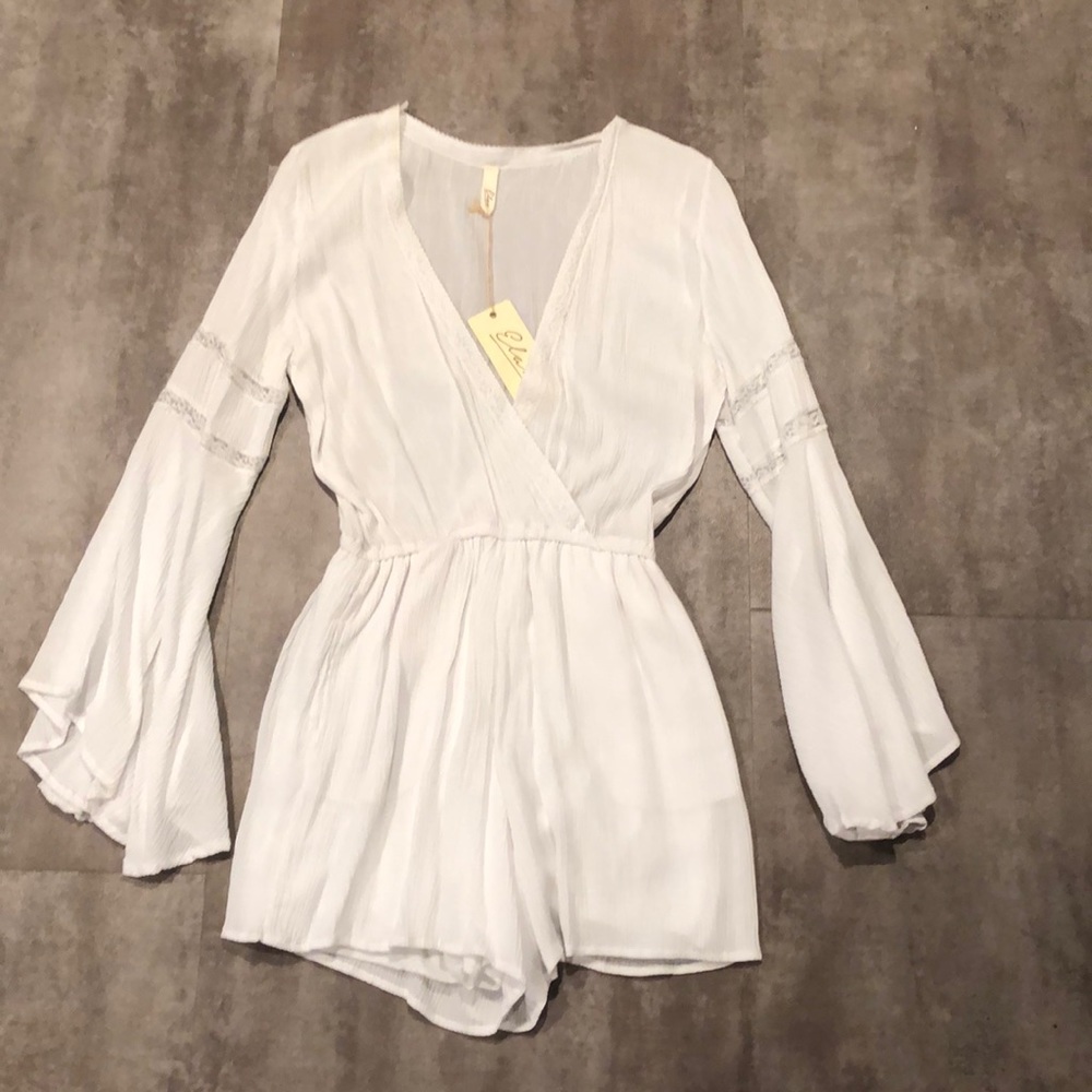 Bell Sleeve White Romper